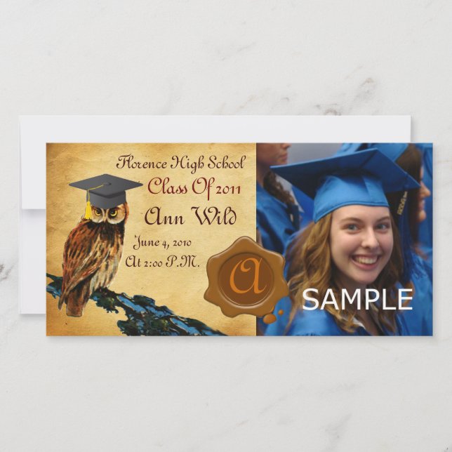 PARCHMENTET studenten UGGLA BROWN VAX SEAL MONOGRA Meddelande (Framsida)