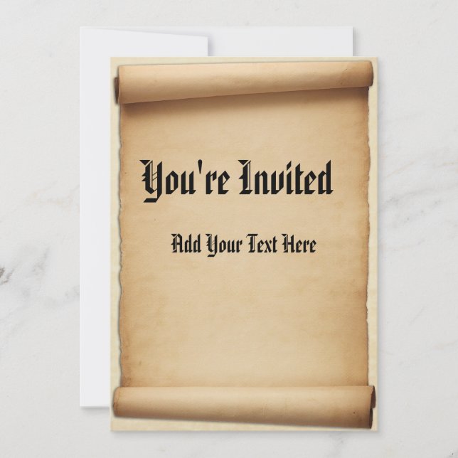 Parchmentkungörelserullan är du inbjuden inbjudningar (Framsida)