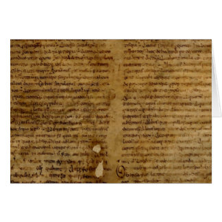 Parchmenttext med antik handstil, gammalt papper hälsningskort