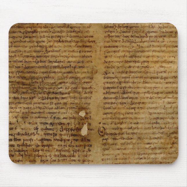 Parchmenttext med antik handstil, gammalt papper musmatta (Framsidan)