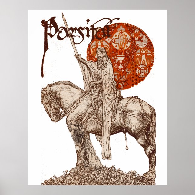 PARCIFAL I FRÅGA OM HELIGA, svart, vitt rött Poster (Framsidan)