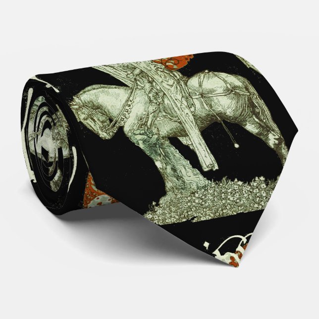 PARCIFAL I FRÅGA OM HELIGA, svart, vitt rött Slips (Rullad)