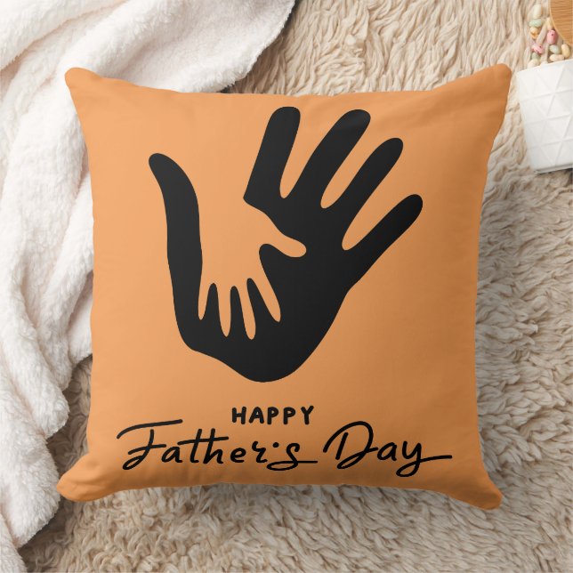Parent and Child Handprint Symbol Orange Kudde (Filt)