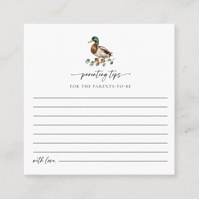 Parenteringstips för vattenfärg Mallard Anka Tilläggskort (Framsida)
