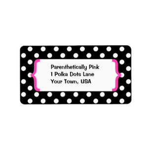 {Parenthetically rosa-, svart- & vitpolka dots} Adressetikett