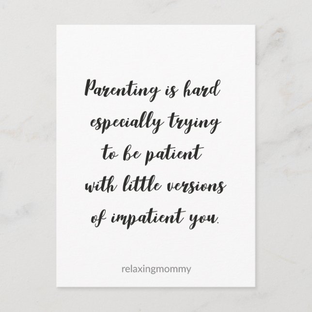 Parenting is hard, funny quote kaart helg vykort (Framsida)