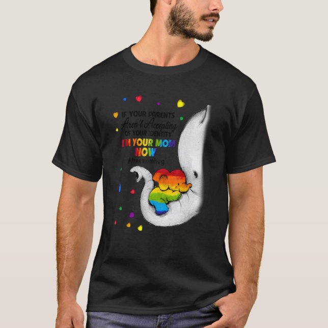 Parents Accepting Im Your Mom Now Elephant LGBTQ G T Shirt (Framsida)