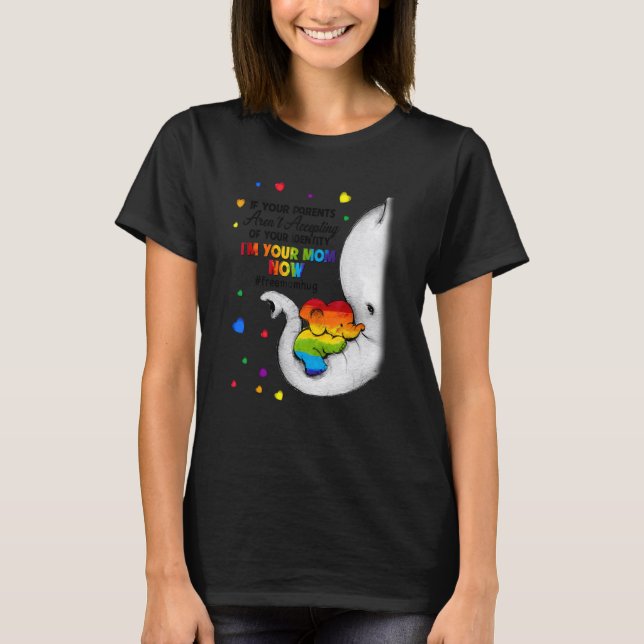 Parents Accepting Im Your Mom Now Elephant LGBTQ G T Shirt (Framsida)