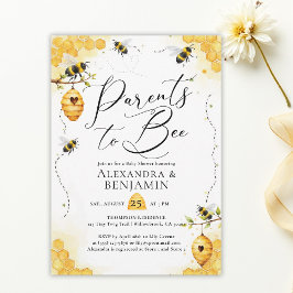 Parents Bee Summer Watercolor Coed Baby Shower Inbjudningar