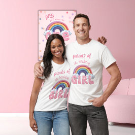 Parents Birthday Girl Rainbow First Birthday T Shirt