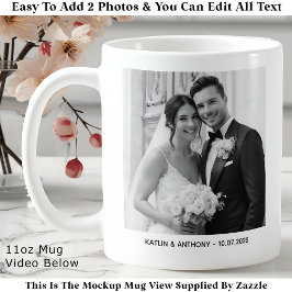 Parents & Couple Minimalist Two Photo Wedding Kaffemugg