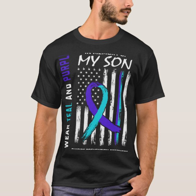 Parents In Memory Of Son Suicide Awareness Prevent T Shirt (Framsida)