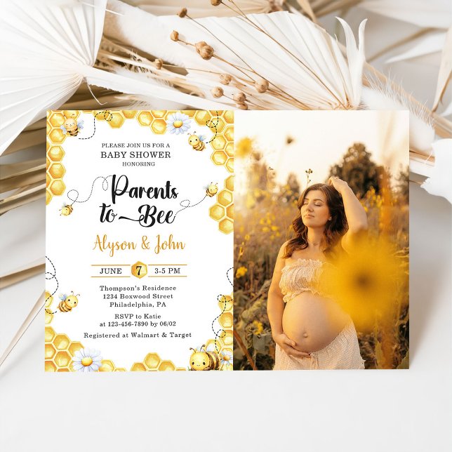 Parents To Bee Baby Shower Photo Invitation Inbjudningar (Skapare uppladdad)