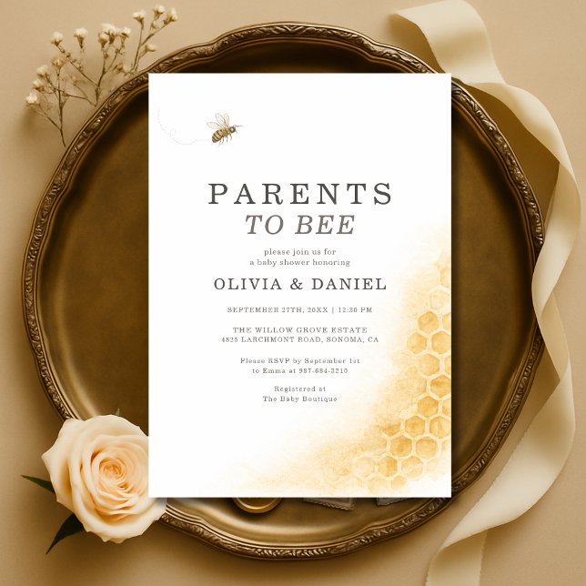 Parents to Bee Couples Baby Shower Inbjudningar (Skapare uppladdad)