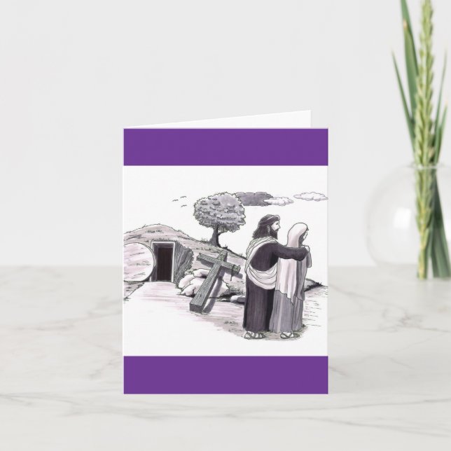 Parents Walking Past Tomb Where Son is and Crucifi Kort (Framsida)