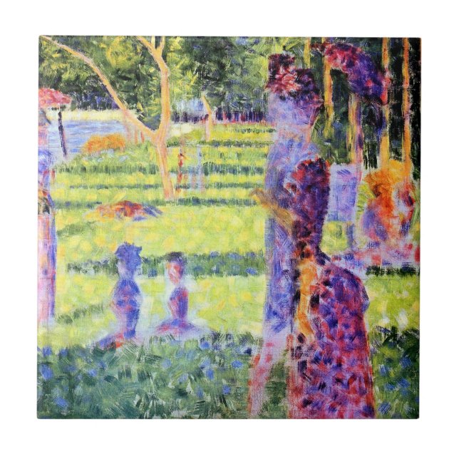 Paret av Georges Seurat, Vintage Pointillism Kakelplatta (Framsidan)