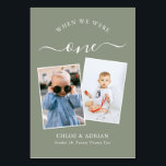 Paret Genom Åren Foto Bröllop Modern Tabl Bordsnummer<br><div class="desc">Se tillbaka och ha kul med era bröllopsbord nummer - Dessa eleganta enkla bord nummer ger er möjlighet att inkludera ett fotografi av bruden och brudgummen i samma ålder som bord numret, bruden och brudgummens namn och datumet för deras bröllop. Bakgrundsfärgen är salvia grön med vit text, men dessa kan...</div>