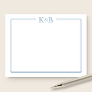 Pärets initialer Nygifta Monogram Papper och Kuver Anteckningskort