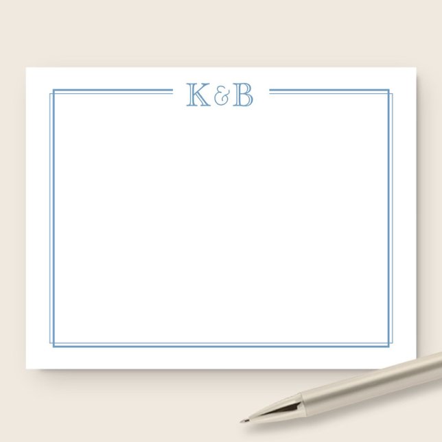 Pärets initialer Nygifta Monogram Papper och Kuver Anteckningskort (Skapare uppladdad)