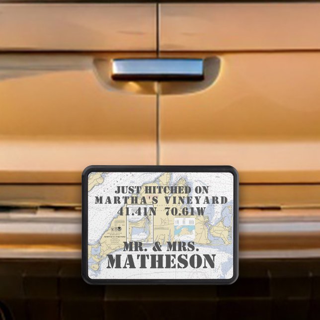 Parets Martha's Vineyard Nautical ⚓ Bröllop Skydd För Dragkrok (Couple's Martha's Vineyard Nautical ⚓Wedding Tow Hitch Cover
)