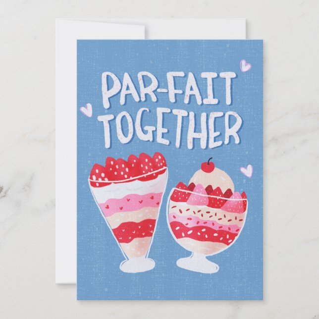 Parfait Together Cute Valentine-årsdagen Kärlek Julkort (Framsida)