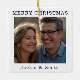 Parfoto Glad och Ljus Personlig Julgransprydnad Keramik