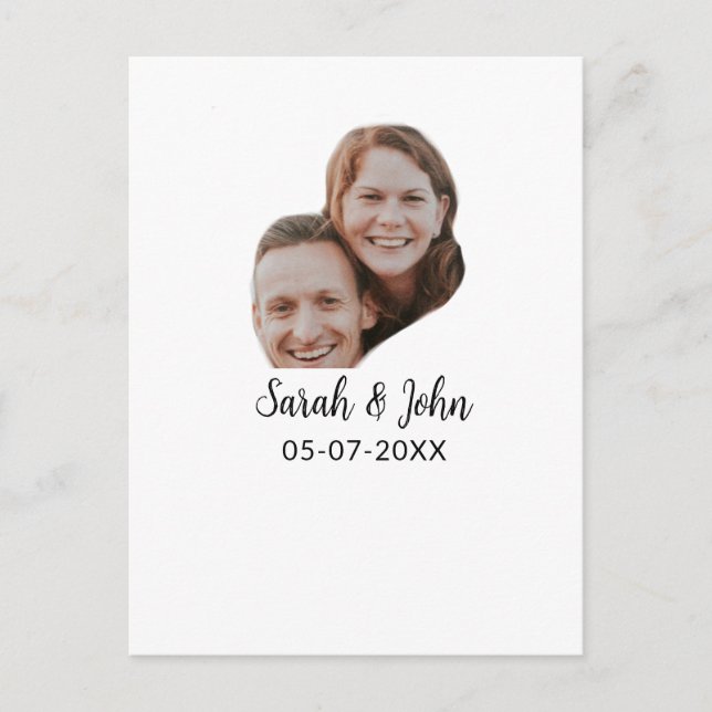 Parfoto lägg till namn datum enkel bröllopsfest  vykort (Framsida)