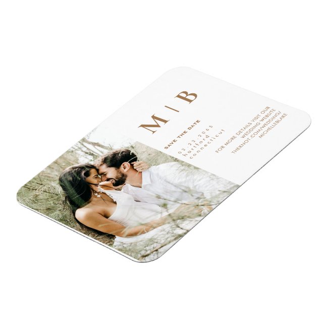Parfoto Monogram Guld & Vit Spara Datum Magnet (Vänstra Sidan)