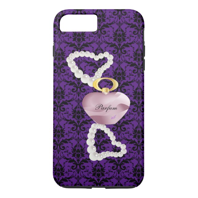 Parfum&Pearls Lila Damask iPhone7Plus Tuff Fodral Case-Mate iPhone Skal (Baksida)