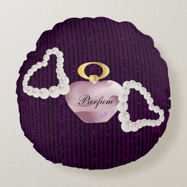 Parfum & Pearls Lila Glitterrandig Rund Kudd Kudde (Framsidan)