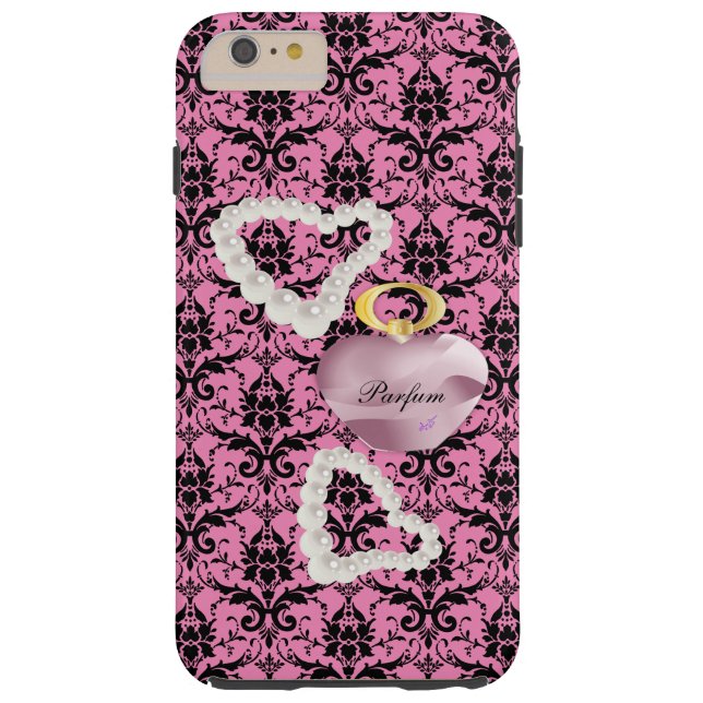 Parfum & Pearls Rosa Damask iPhone6Plus Tuff Fodra Case-Mate iPhone Skal (Baksidan)