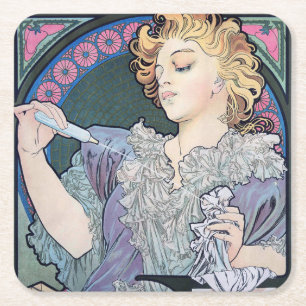 Parfym, Alphonse Mucha Underlägg Papper Kvadrat
