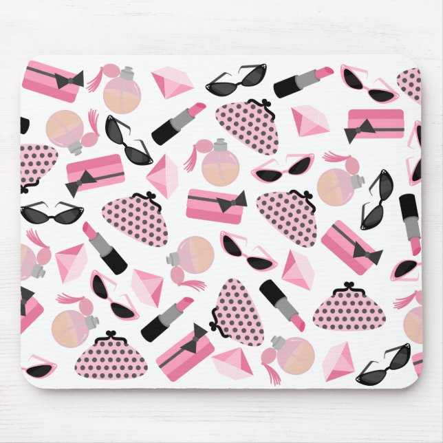 Parfym börs solglasögon & läppstift Mousepad Musmatta (Framsidan)