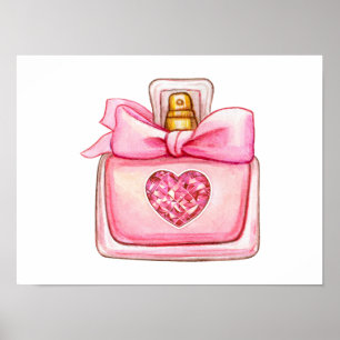 Parfym Flaska i Rosa Watercolor Poster