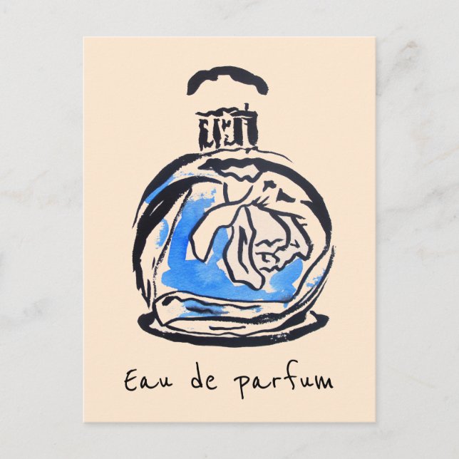 Parfym flaska mode, vattenfärgeau de parfum vykort (Framsida)