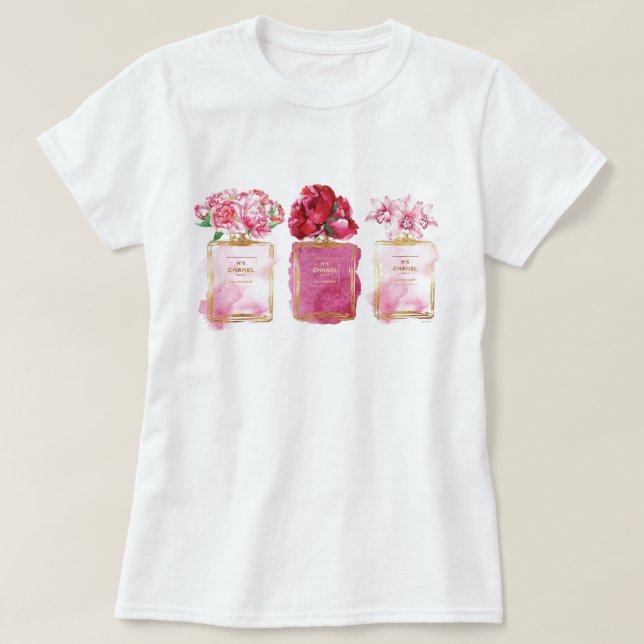 Parfym Flaskor Rosa Paris Stil Aromatic Flowers T Shirt (Design framsida)