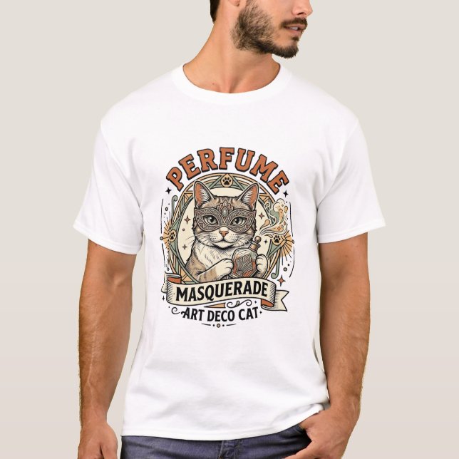Parfym Masquerade Art Deco Katt Parfym Masquerade T Shirt (Framsida)