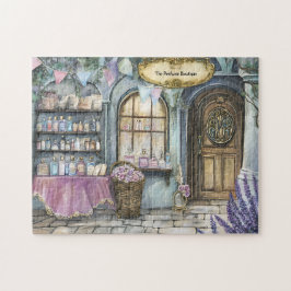 Parfymeri Butiksfasad Vintageflaskor & Blommor Pussel