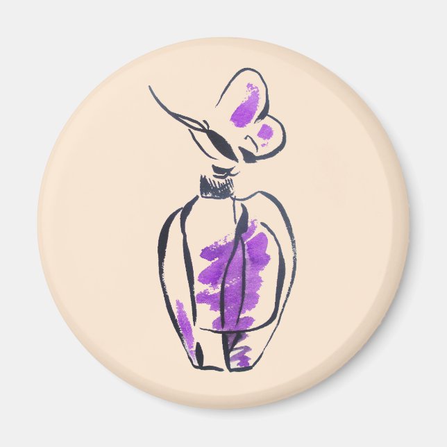 Parfymflask mode vattenfärg illustration magnet (Framsidan)