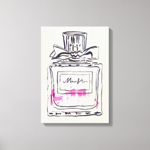 Parfymflaskor mode vattenfärg illustration canvastryck