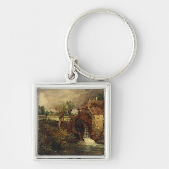 Parham Mill av John Constable Fyrkantig Silverfärgad Nyckelring (Framsidan)