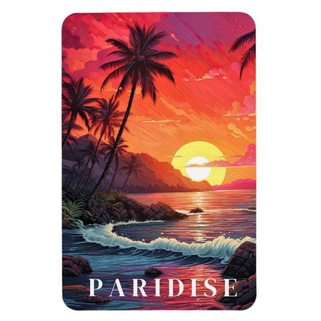 Paridise Tropical Strand  Magnet (Vertikal)