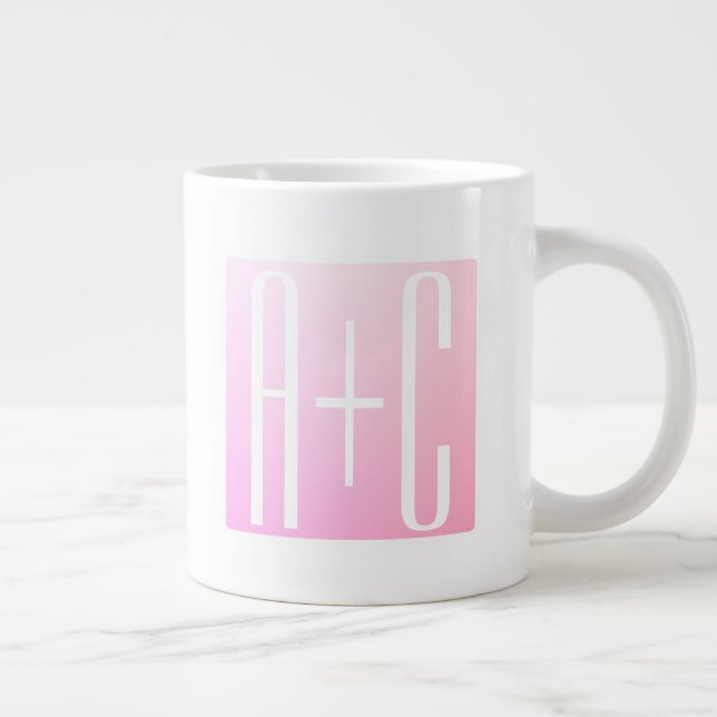 Parinitialer | Diskret rosa gradient Jumbo Mugg (Höger)