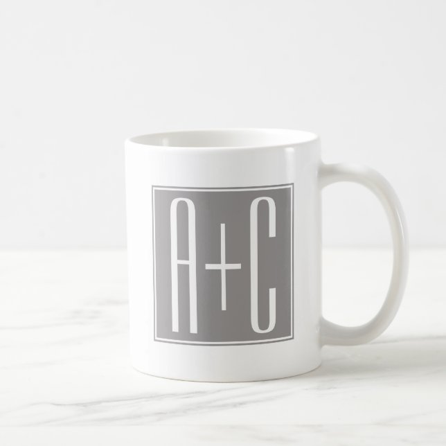 Parinitialer eller annan text | Vit & Grå Kaffemugg (Höger)