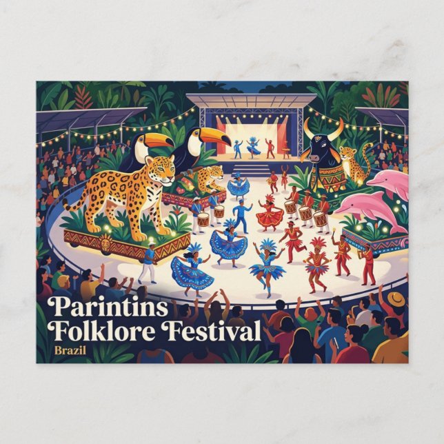 Parintins folklorfestival Brasilien Vykort (Framsida)