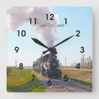 Paririe Hund Central Steam Engine #3 Square Clock Fyrkantig Klocka