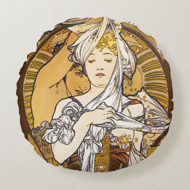Paris 1900, Alphonse Mucha Kuddyna Rund Kudde (Framsidan)