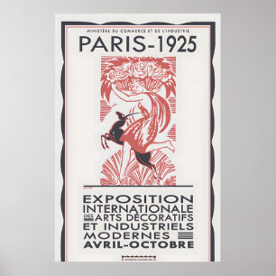 Paris 1925 Art Deco Utställning Affisch Inramad el