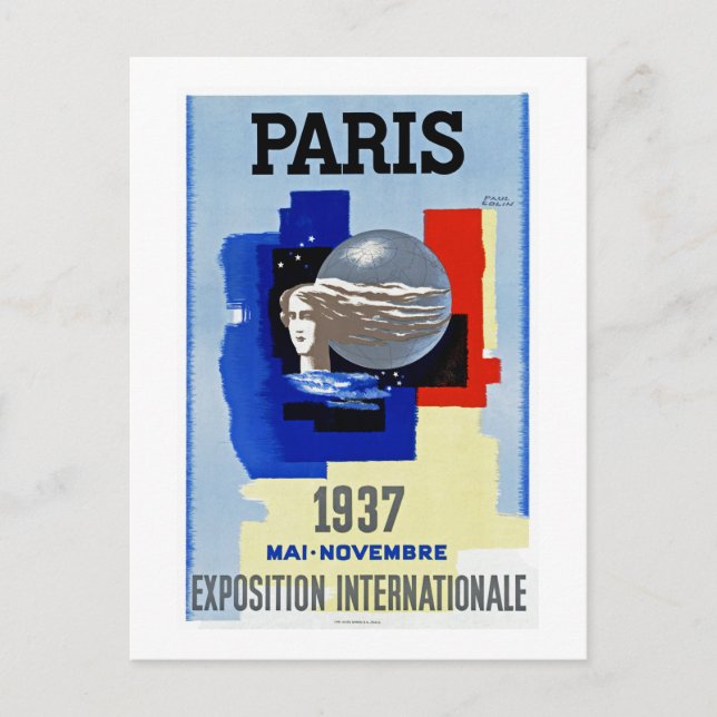 Paris 1937 ~ Exposition International Vykort (Framsida)