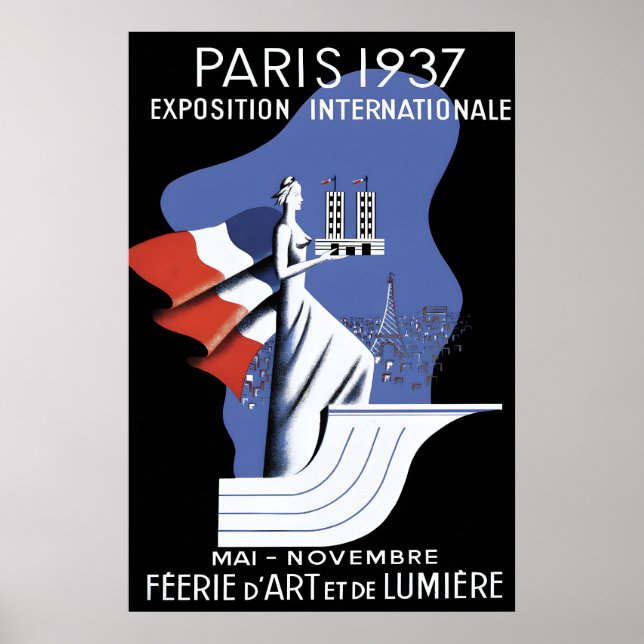 Paris 1937 Världsutställningens Affisch Vintage Fr (Framsidan)
